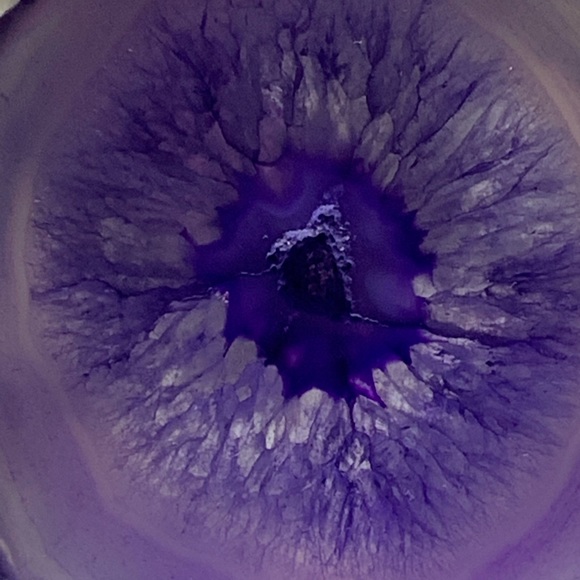 Handcrafted Purple Onyx Druzy Geode Agate Slice Necklace on Waxed Cotton Cord - Picture 9 of 14